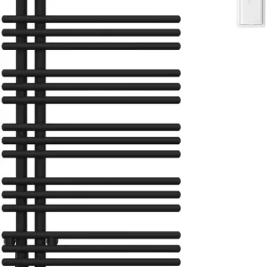 Bon Marché Radiateur de bain Zehnder Yucca Asym Noir mat Résistance électrique à gauche